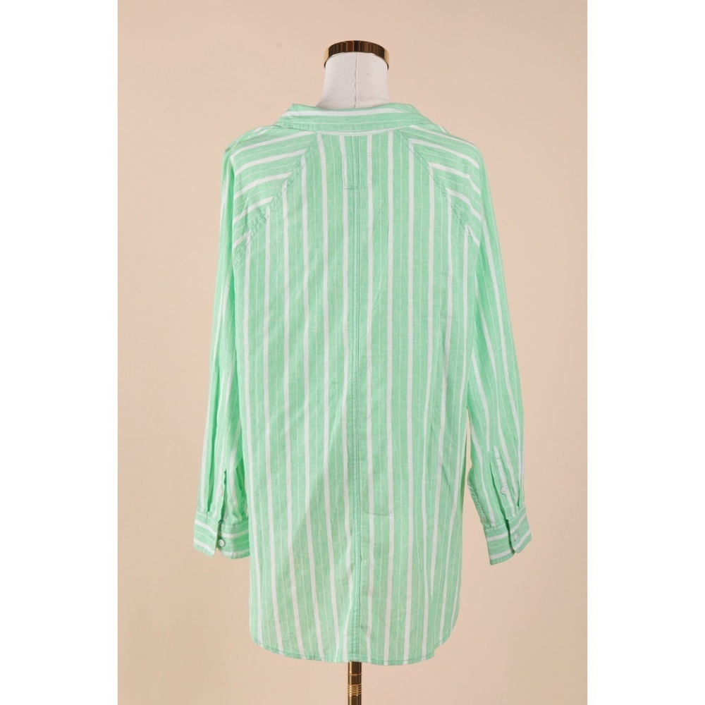 Sz XS Aerie Pool To Party Celebrity Green Linen Blend Cover Up Shirt NWOT - Picture 2 of 4